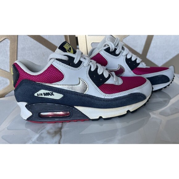 NIKE AIR MAX 90 SPORT FUCHSIA White Women SZ 7 325213-606 Sneakers Shoes - Picture 3 of 12